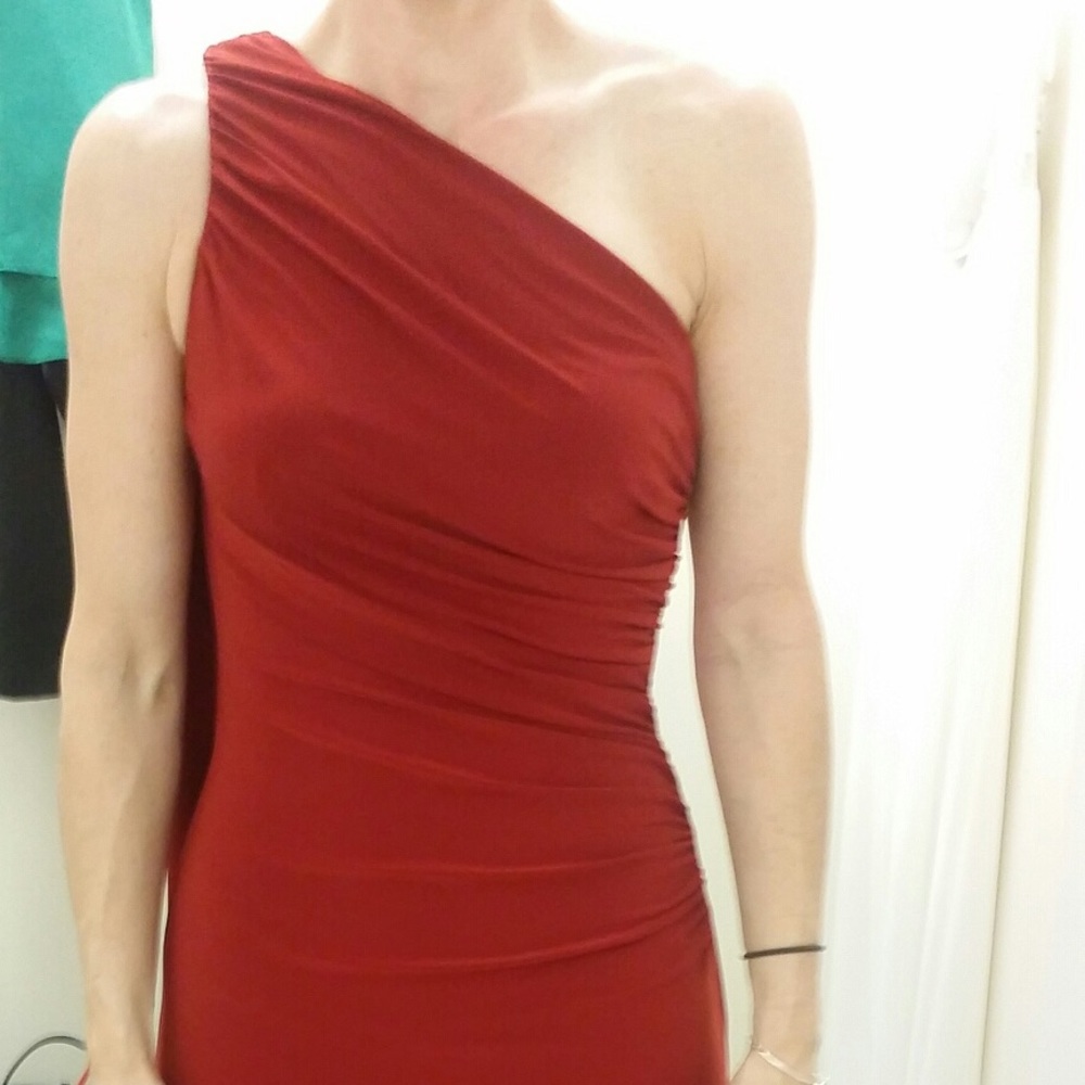 Red Evening Gown Drape Back